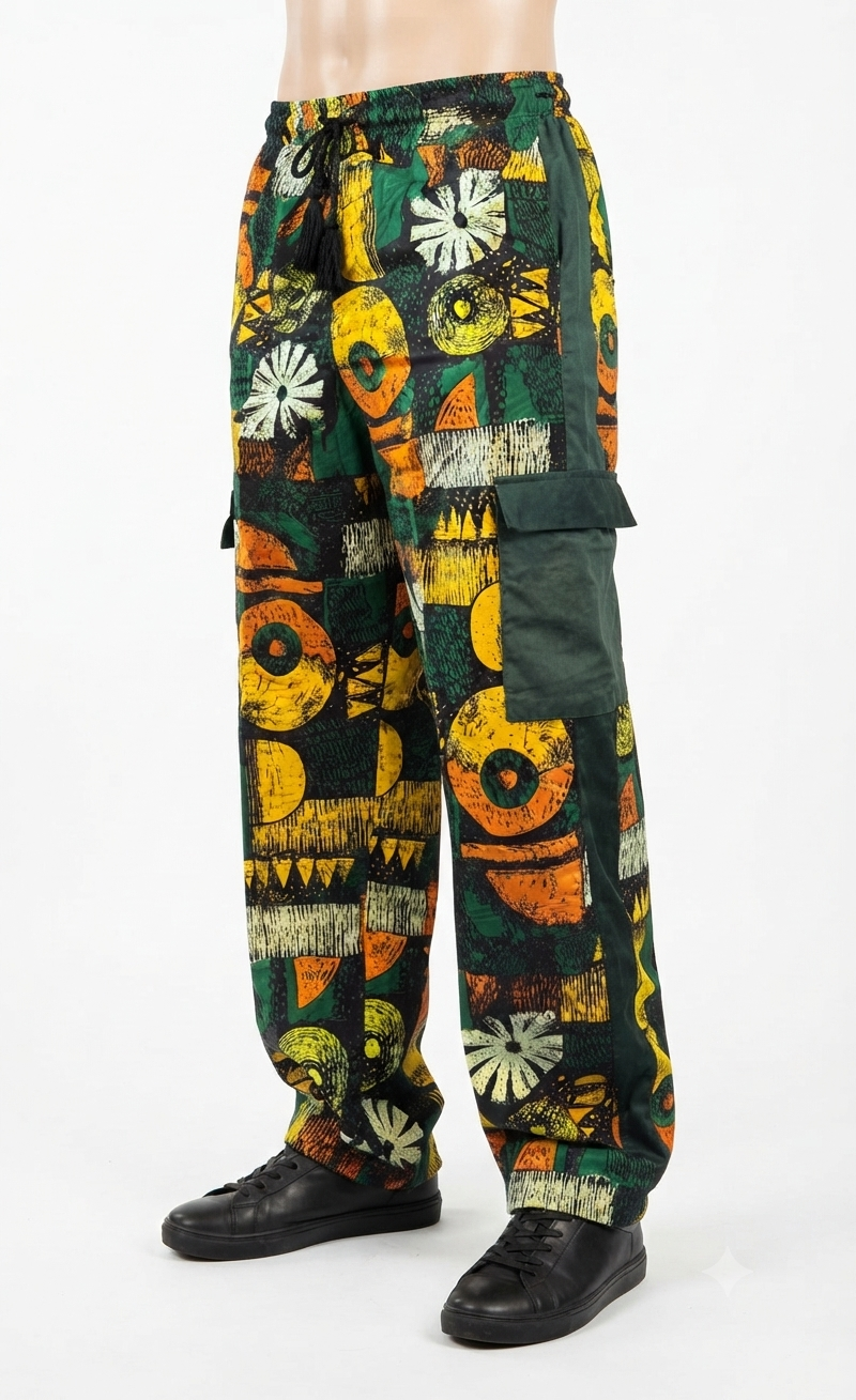 Graphic Green Ankara Trousers