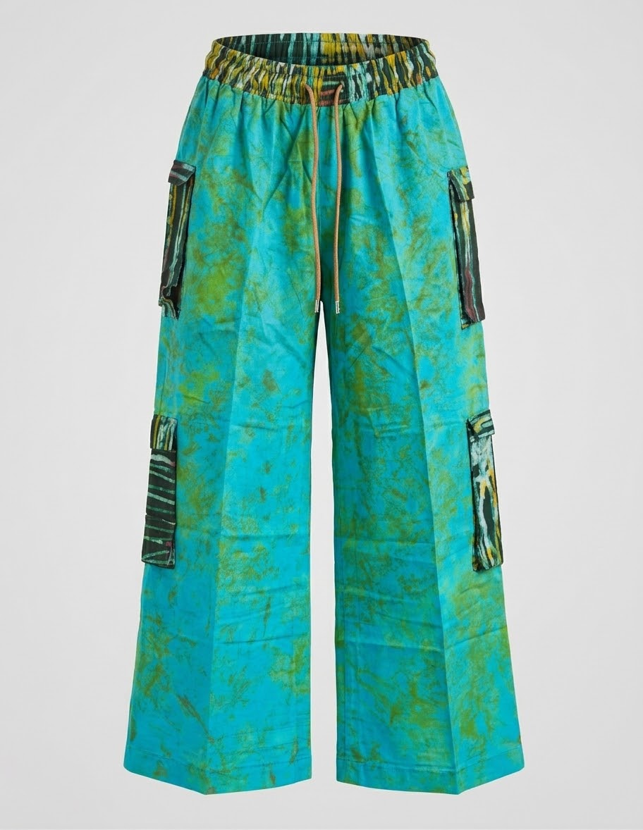 Green Adire cargo pants